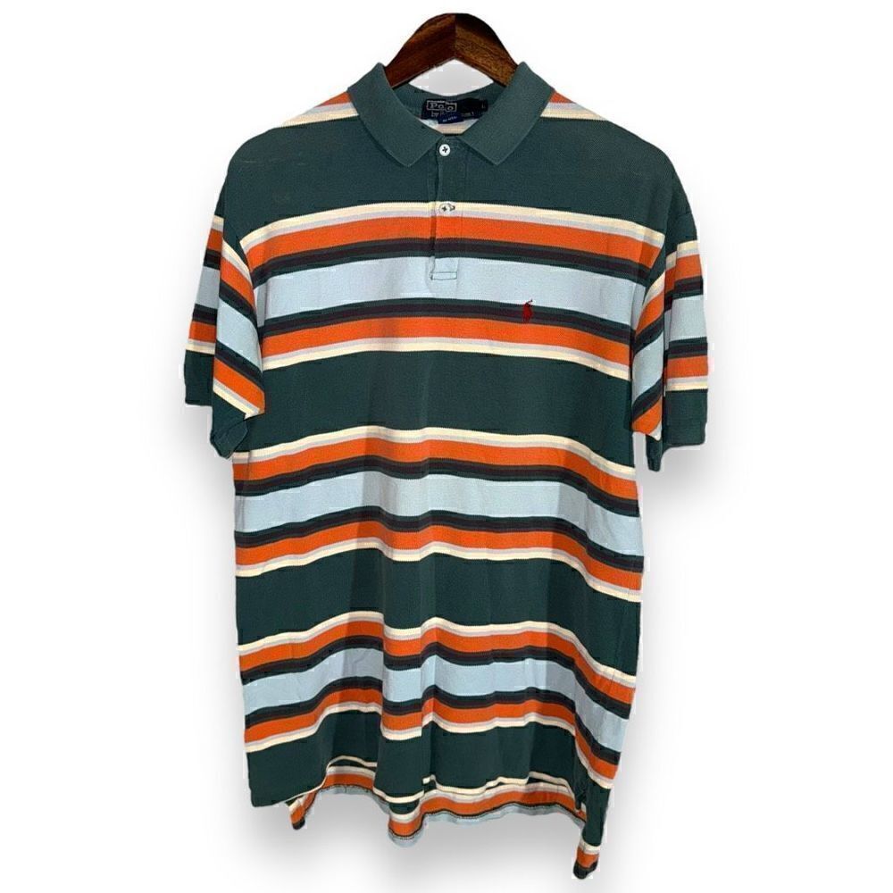 Green Polo Ralph Lauren Made in USA Pique Polo Shirt Size L